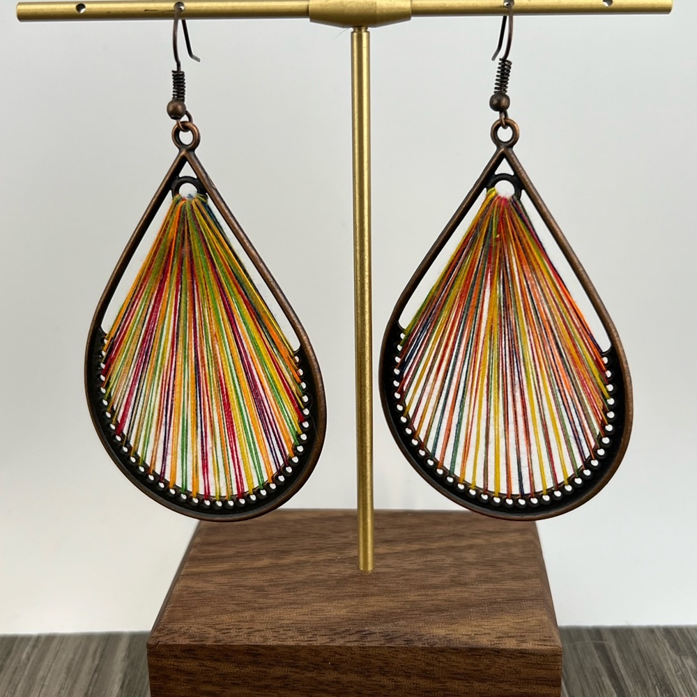 Multicolor Teardrop String Earrings